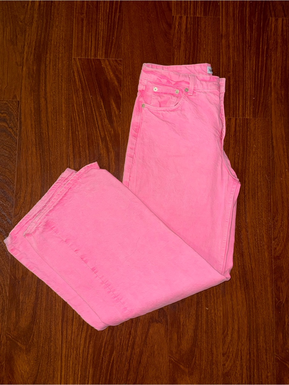 Zara hot pink wide leg jeans